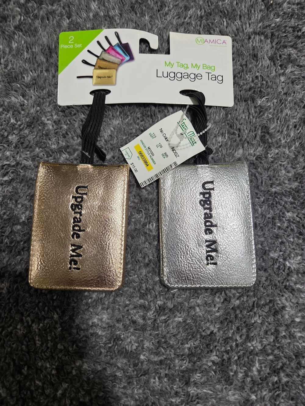 Metallic Rose Gold & Silver Luggage Tag Set - Upgrade Me! (2-Pack)